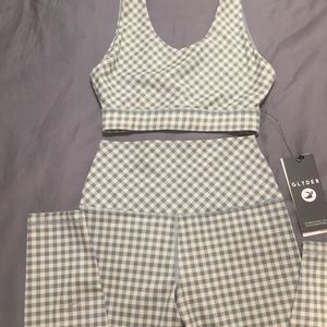 GLYDER Yoga Top/Pants "Eucalyptus Gingham" Print